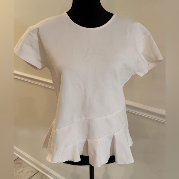 J. Crew White Short Sleeve Peplum Top - Picture 1 of 5